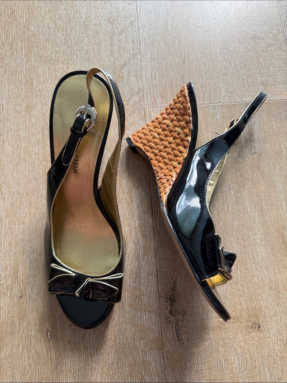 Black Patent Slingback Wedge wicker espadrille